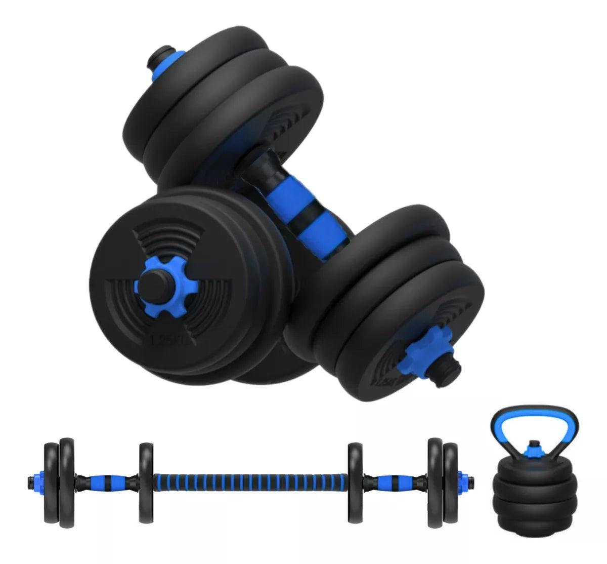 Kit de Barras Com Anilhas 12kg Para Treino Funcional Com 17 Peças