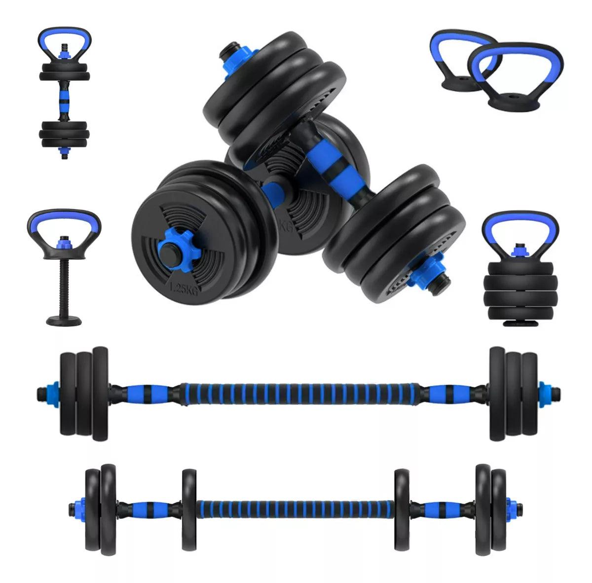 Kit de Barras Com Anilhas 12kg Para Treino Funcional Com 17 Peças