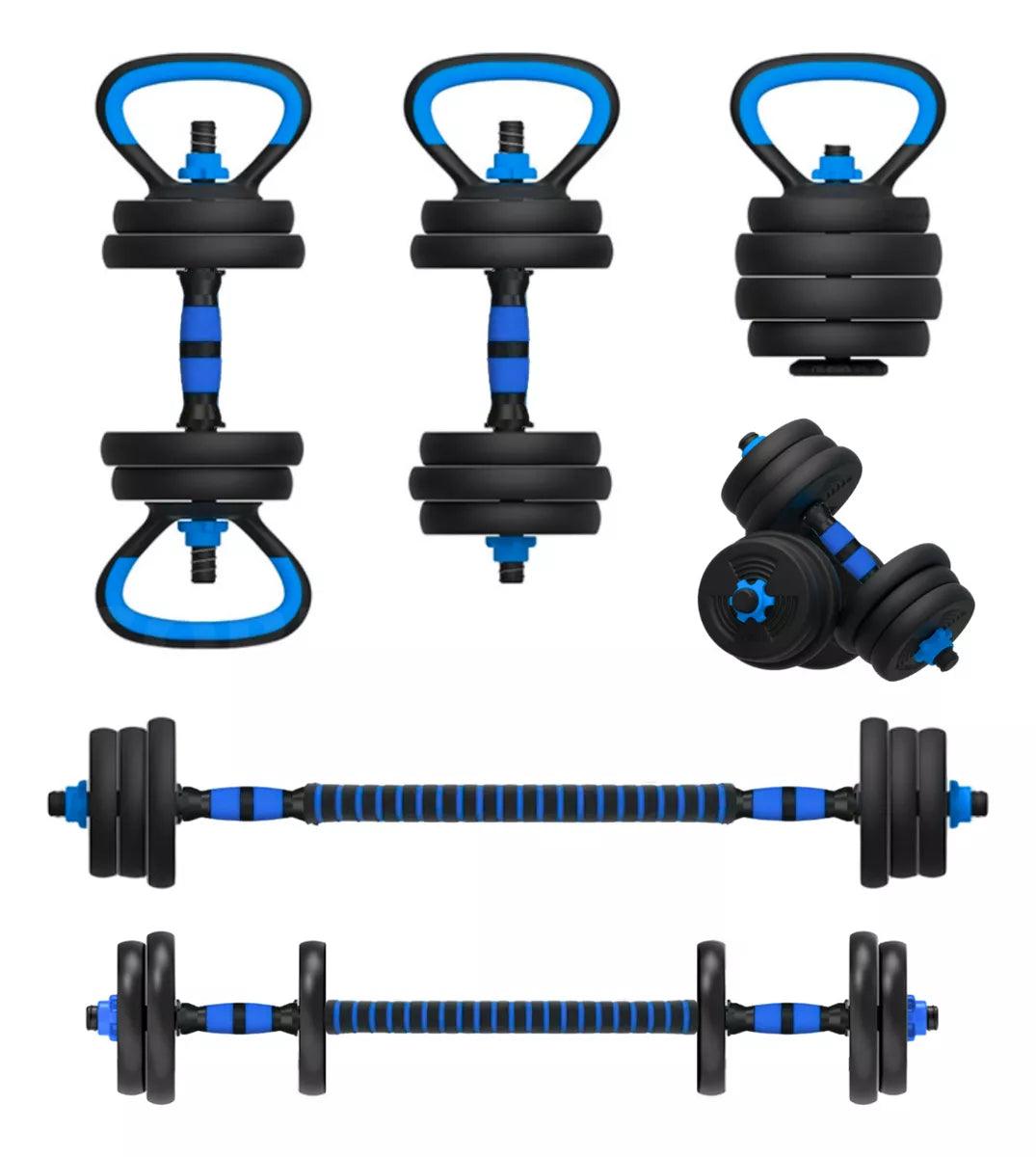 Kit de Barras Com Anilhas 12kg Para Treino Funcional Com 17 Peças