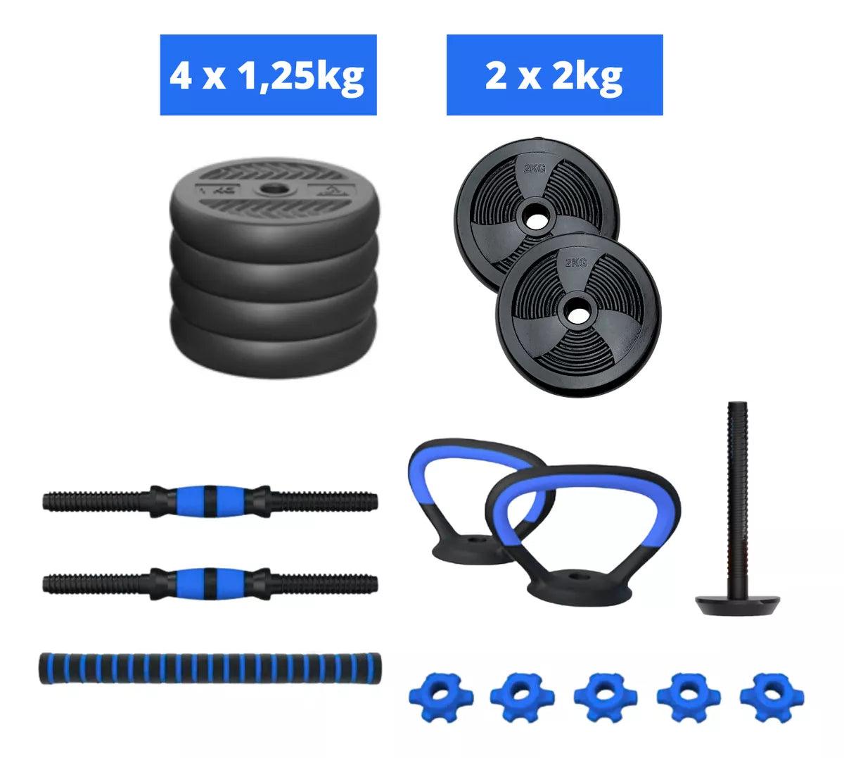 Kit de Barras Com Anilhas 12kg Para Treino Funcional Com 17 Peças