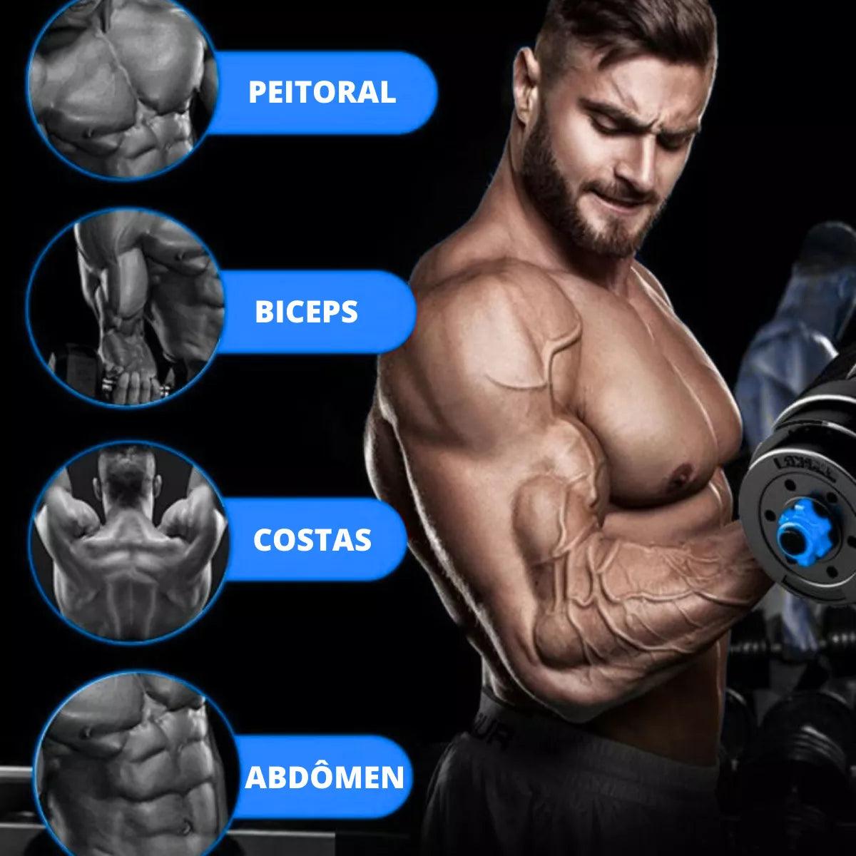 Kit de Barras Com Anilhas 12kg Para Treino Funcional Com 17 Peças