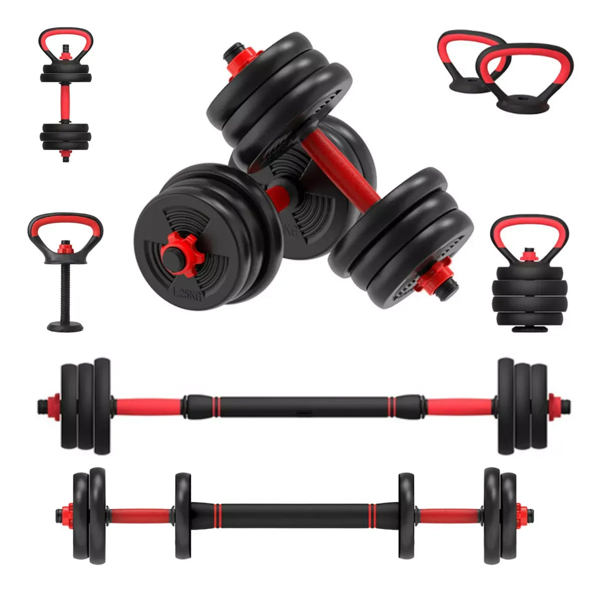 Kit de Barras Com Anilhas 12kg Para Treino Funcional Com 17 Peças