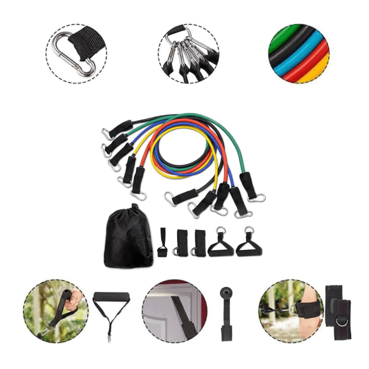 Kit Extensores Elásticos para Treino Funcional em Casa