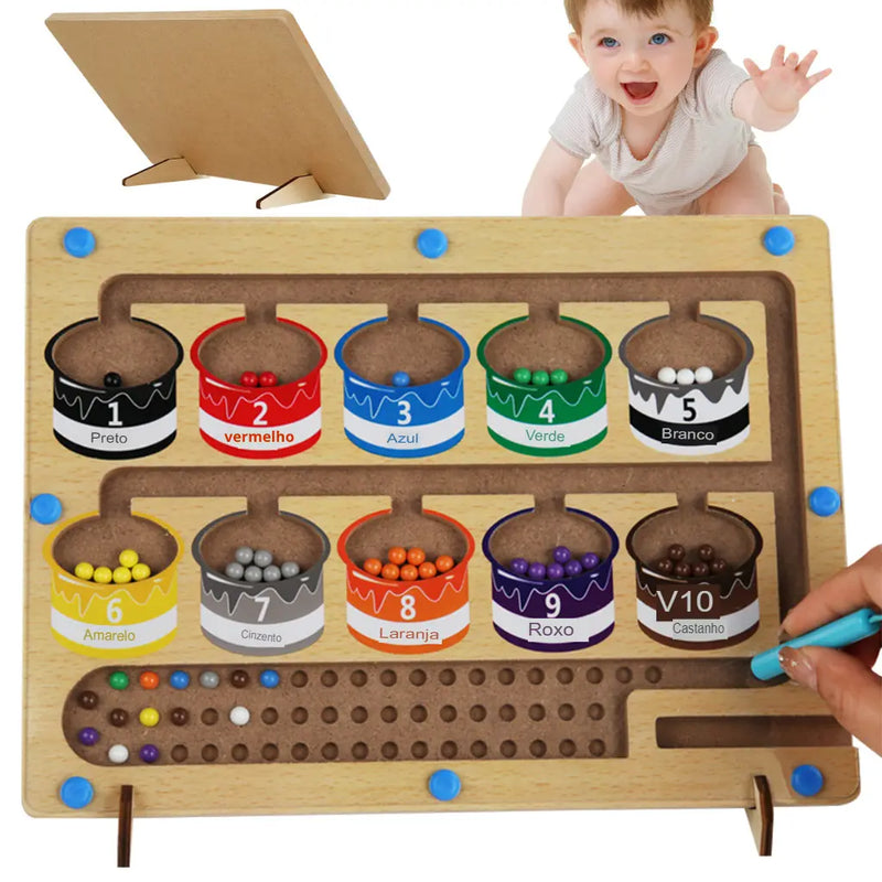 Brinquedo Labirinto Montessori magnético de cores e números - carbermais