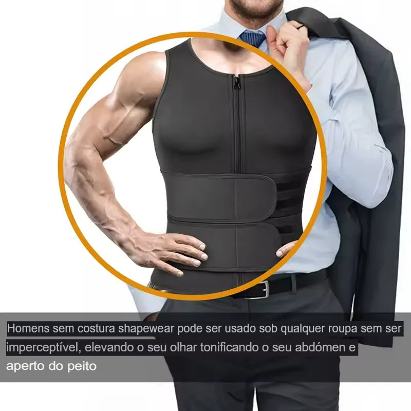 Colete Sauna Modelador com Cinturão Duplo