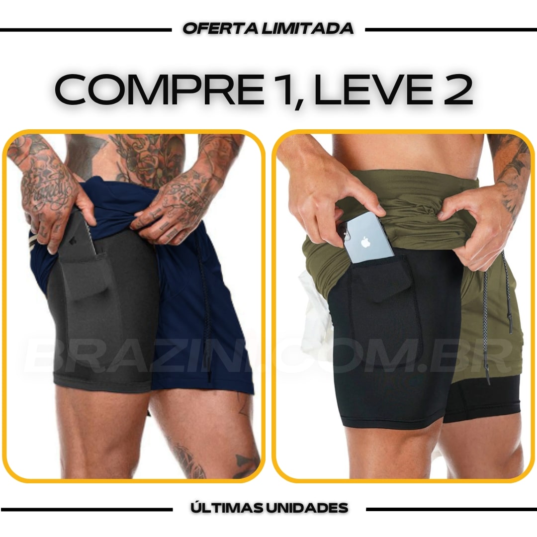 Short DryFit® de Compressão - Leve 2 Pelo Preço de 1 + BRINDE - carbermais