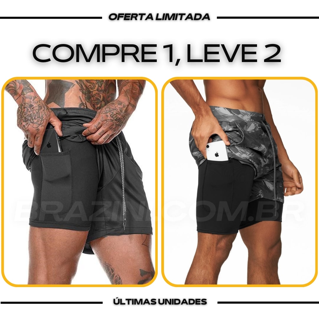 Short DryFit® de Compressão - Leve 2 Pelo Preço de 1 + BRINDE - carbermais