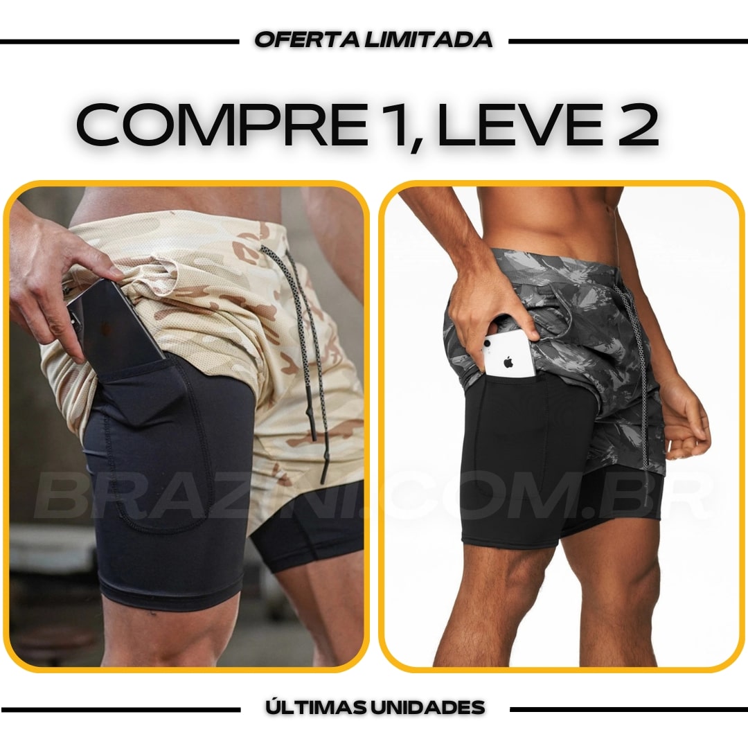 Short DryFit® de Compressão - Leve 2 Pelo Preço de 1 + BRINDE - carbermais