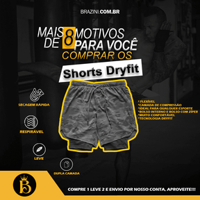 Short DryFit® de Compressão - Leve 2 Pelo Preço de 1 + BRINDE - carbermais